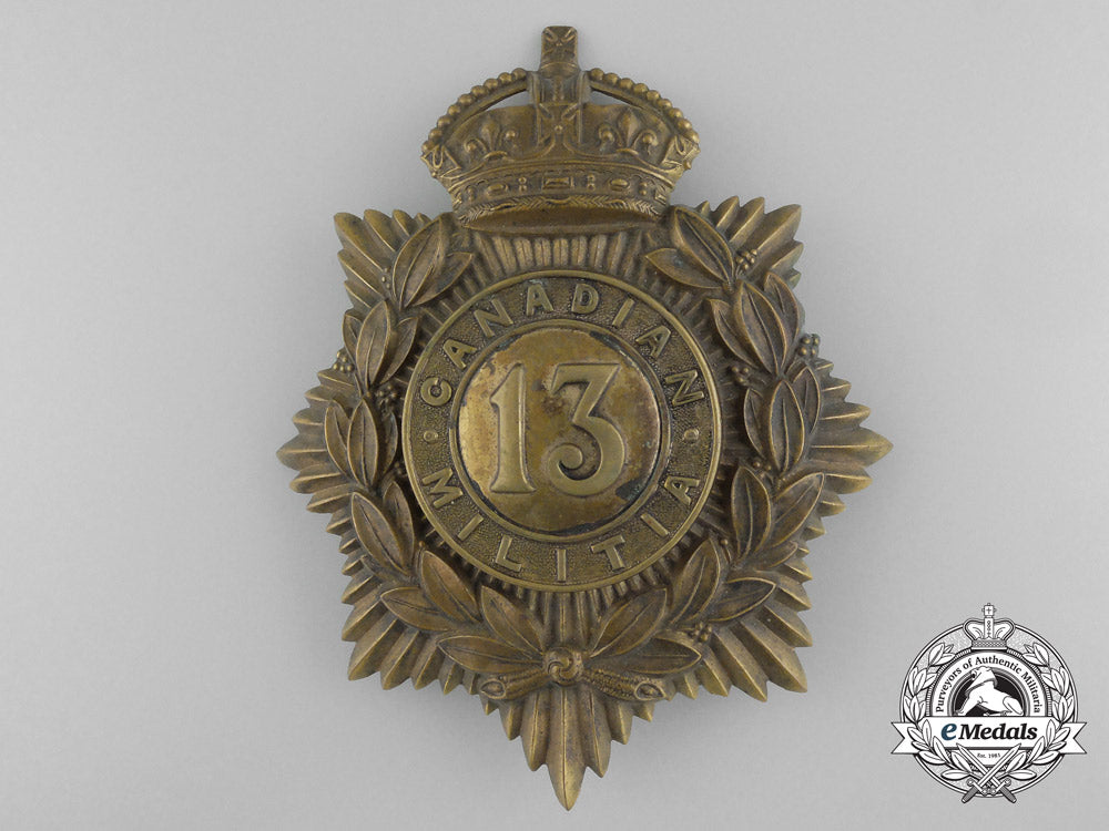 a13_th_regiment_canadian_militia_king’s_crown_brass_helmet_plate_b_6320