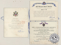 Three Documents To Staff Sergeant John A. Manconi; Died In The Pacific Area, November 2, 1943