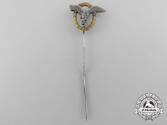 A Fine Miniature Luftwaffe Pilot Observer Badge In Silver