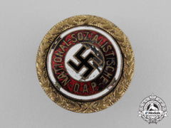 An Early Small Nsdap Golden Party Badge; Numbered 27170