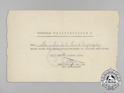 germany,_kriegsmarine._two_award_documents_to_leutnant_zur_see;_wound_badge&_ek_bb_0308_1