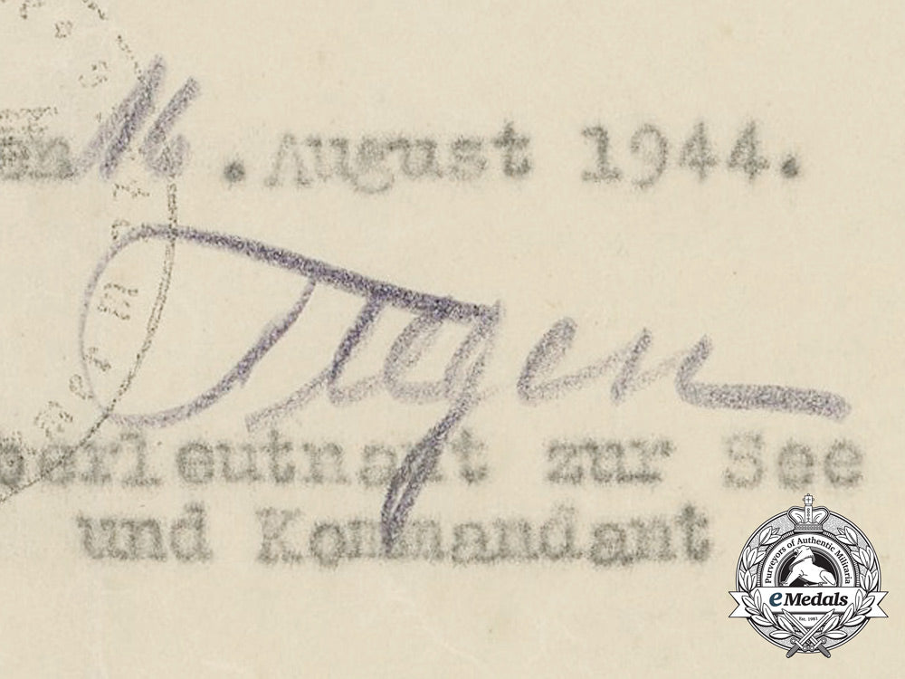 germany,_kriegsmarine._two_award_documents_to_leutnant_zur_see;_wound_badge&_ek_bb_0309_1