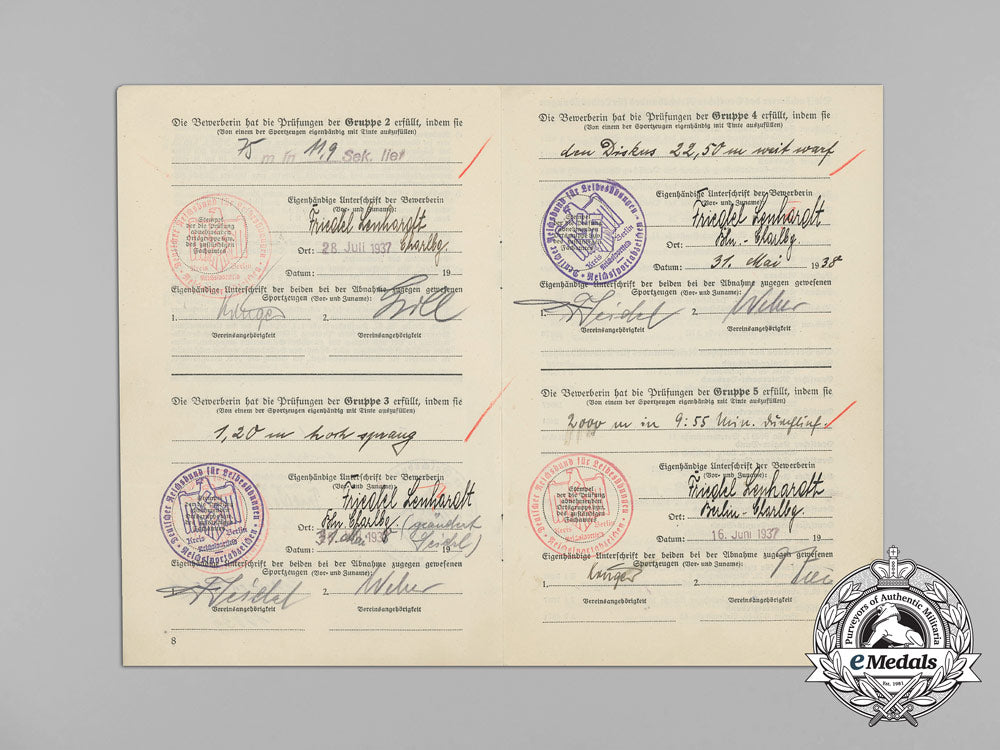 a_drl_sports_badge_document&_sports_teacher_stickpin_to_female_teacher_friedel_lenhardt_bb_0355_1