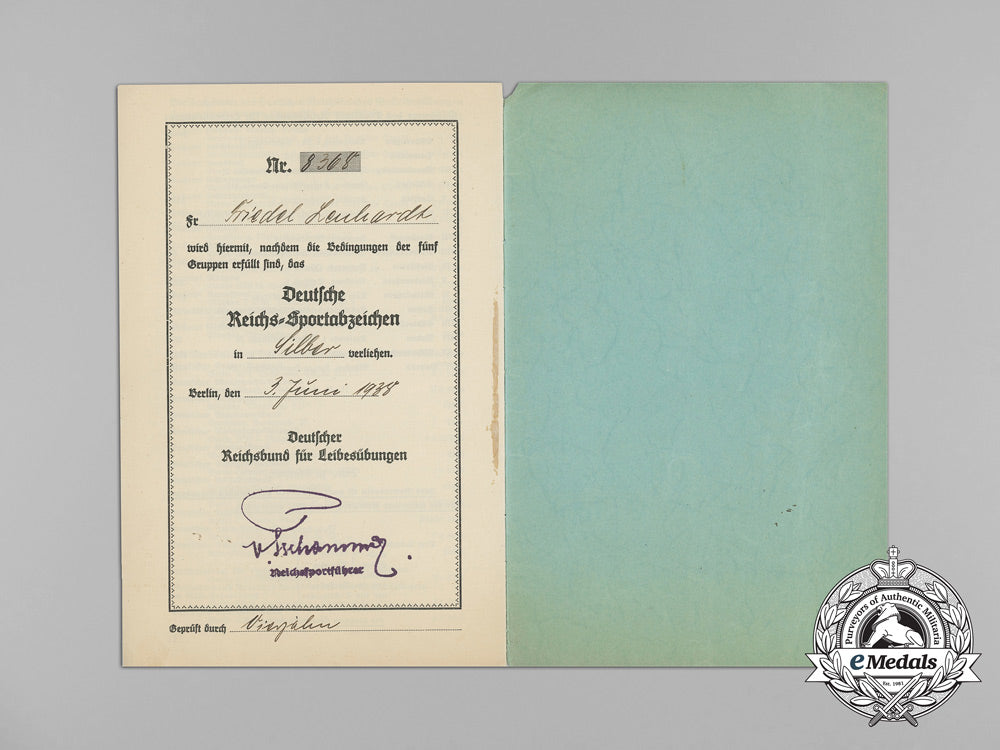 a_drl_sports_badge_document&_sports_teacher_stickpin_to_female_teacher_friedel_lenhardt_bb_0356_1