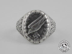 A Fallschirmjäger Silver Ring; Inscribed October 1940