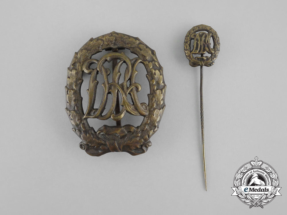 a_bronze_grade_drl_sports_badge_with_matching_stick_pin_by_wernstein_of_jena_bb_1553