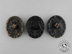 Three Second War German Black Grade Wound Badges