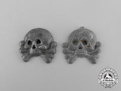 A Pair Of Panzer Collar Skulls
