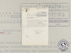 A 1939 Letter To Dr. Porsche Regarding Vw Factory Policies