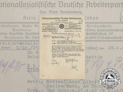 An Nsdap District Office Promotion Document For Reich Railroad