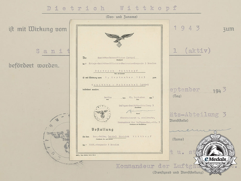 a_luftwaffe_document_promoting_medical_corporal_dietrich_wittkopf_to_master_sergeant_bb_3325