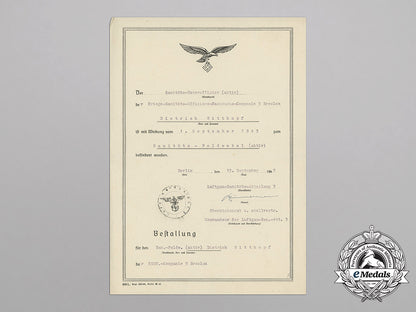 a_luftwaffe_document_promoting_medical_corporal_dietrich_wittkopf_to_master_sergeant_bb_3326