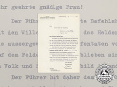 A Posthumous Award Notice For A Knight’s Cross To Dieter Clemm Von Hohenberg