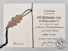 A Rare Regional Bavarian Hj Competition Award Certificate And Decoration