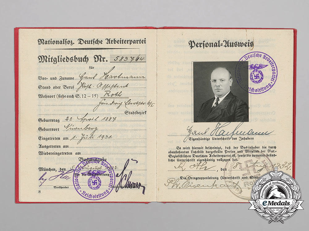 2_nsdap_id_books&3_wartime_photos_to_sa_member_hans_hartmann_bb_4131