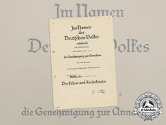 Germany, Heer. A Hungarian Merit Order Award Document To Lieutenant Colonel Hans-Ludwig Müller