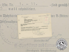 A Rehabilitation Letter Signed By Ss-Oberführer Dirlewanger; 36Th Waffen Grenadier Division