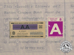 A Second War Gasoline Ration Coupon Book And Motor Vehicle Windshield Decal 1945-1946