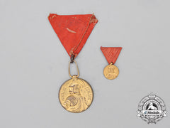 Two Serbian Milos Obilic Bravery Medals; Gold Grade