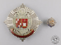Spain, Fascist State. A County Justice Official's Star With Municipal Tax Official's Miniature Badge