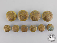 United States. Ten West Texas Military Academy (Wtma) Buttons,  C.1890