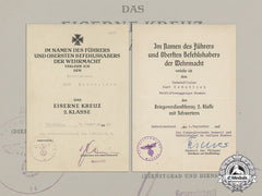 Germany. An Ek & War Merit Cross 2Nd Class Documents Issued By Luftgau Moscow, Sept.1942