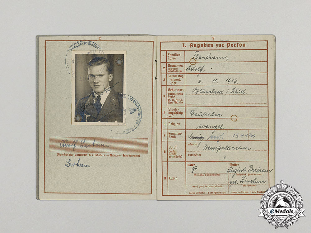 germany._a_wehrpaß&_luftwaffe_pilot’s_license_to_oberfeldwebel_adolf_bertram_c17-513