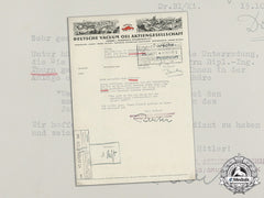 Germany. A Letter To Porsche From Oil Company Concerning American Cars, C.1938