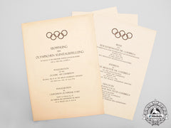 Germany, Third Reich. A Scarce Set Of 1936 Olympic Art Exhibition Opening Speeches With Menu