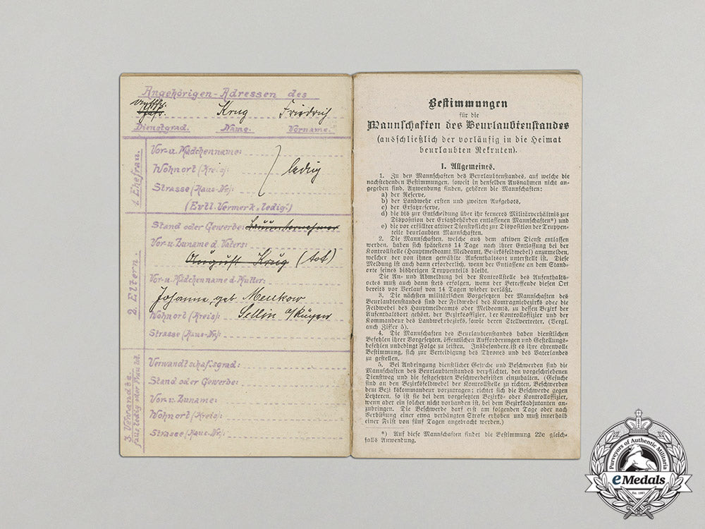 germany._a_prussian_military_id_to_sapper_nco_friedrich_krug(_ek2),_c.1914_c17-5335