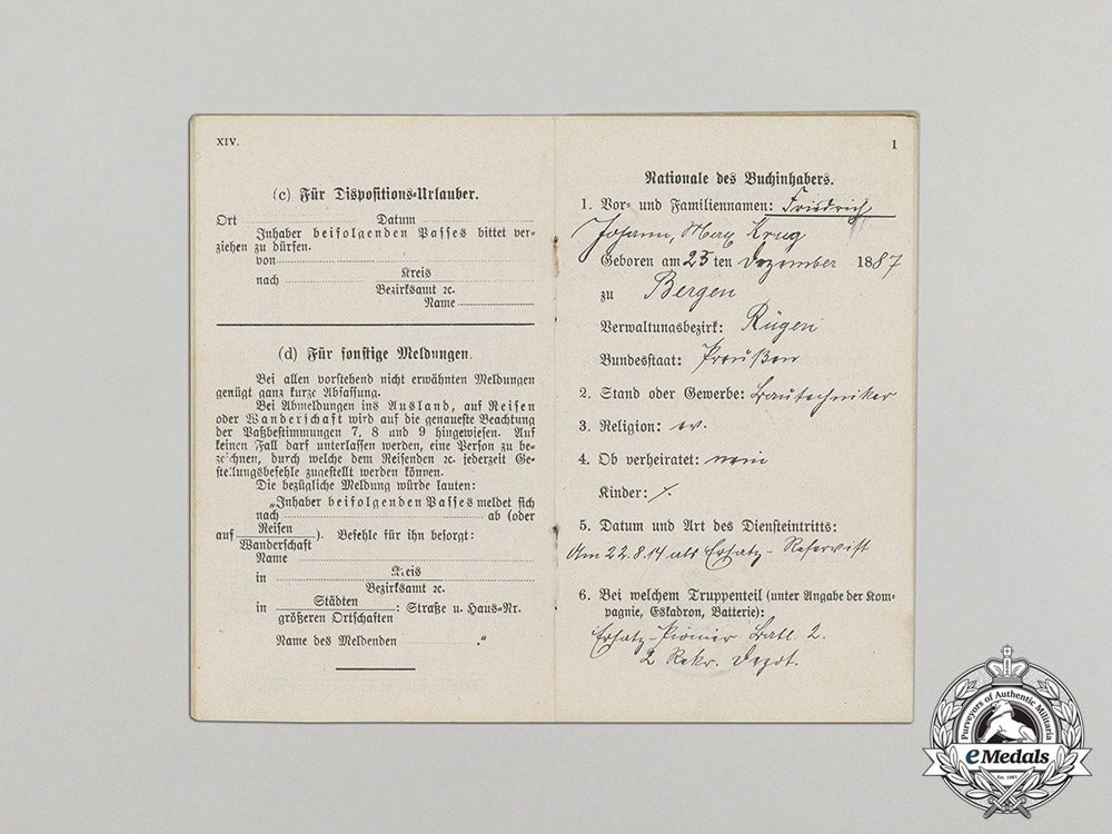 germany._a_prussian_military_id_to_sapper_nco_friedrich_krug(_ek2),_c.1914_c17-5336