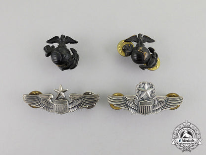 united_states._two_reduced_size_u.s._army_air_force_pilot_badges_and_two_u.s._marine_corps_collar_insignia_c17-699_1