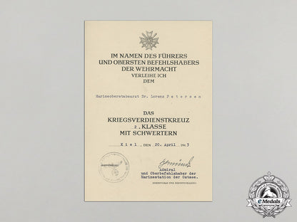 germany._a_war_merit_cross_document_to_marineoberstabsarzt_dr._lorenz_petersen,_signed_by_admiral_schmundt_c17-831_1