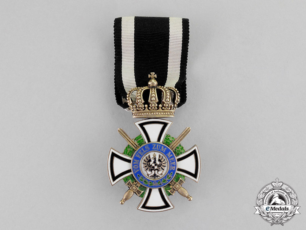 prussia._a1916-1918_issue_royal_houseorder_of_hohenzollern_knight’s_cross_with_swords_c17-8545