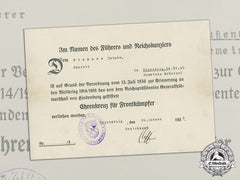 Germany. A Hindenburg Cross Award Document To Johann Gramann