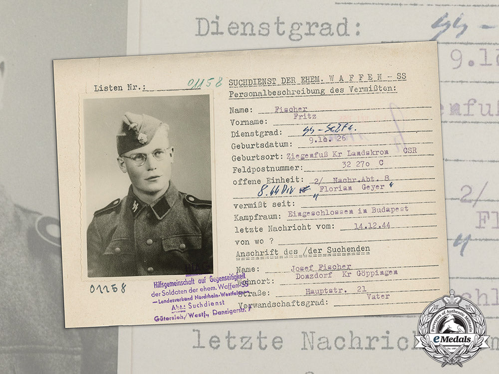 germany._a1955_hiag_missing_person_report_for_signals_ss-_schütze_fritz_fischer,_ss_division“_florian_geyer”_c17-923_2