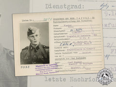 Germany. A 1955 Hiag Missing Person Report For Signals Ss-Schütze Fritz Fischer, Ss Division “Florian Geyer”