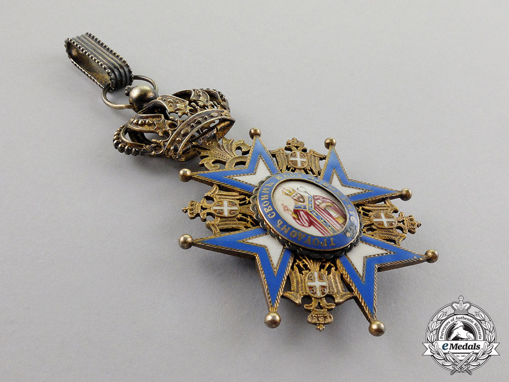 serbia,_kingdom._an_order_of_st._sava,_commander,_type_ii(1903-1921)_with_saint_in_red_robes_c17-998_1