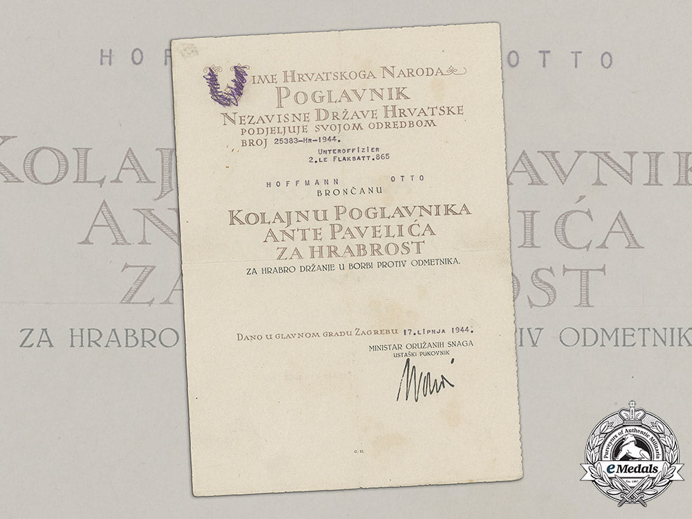 croatia._a_formal_croatian_document_for_the_award_of_the_a._pavelic_bravery_medal_c18-012265