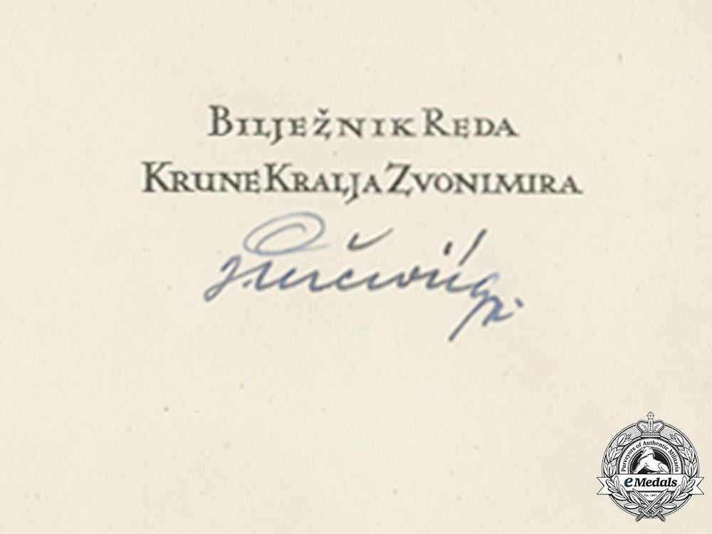 croatia._a_formal_croatian_document_for_the_award_of_the_king_zvonimir_order,_third_class_with_swords_c18-012273