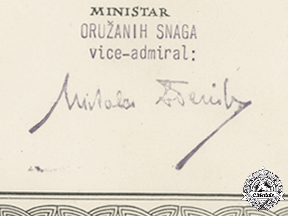 croatia._a_formal_croatian_document_for_the_award_of_the_king_zvonimir_order,_third_class_with_swords_c18-012274