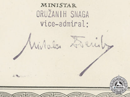 croatia._a_formal_croatian_document_for_the_award_of_the_king_zvonimir_order,_third_class_with_swords_c18-012274