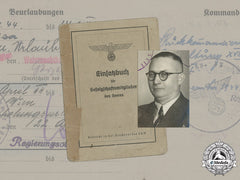 Germany, Heer. A Task Booklet For Civilian Construction Engineer Of The Army (Croatian Zvonimir Order 3Rd Class W/Swords)