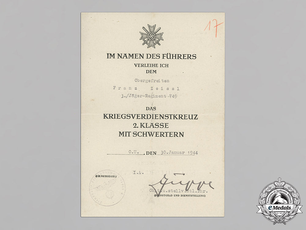 germany,_heer._the_award_documents_to_obergefreiter_franz_zeissl,_anti-_partisan_badge_c18-014858