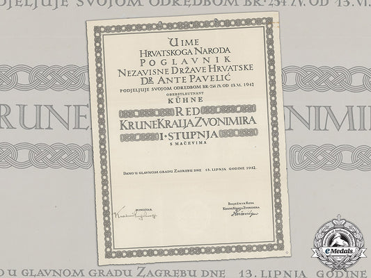 croatia._a_formal_croatian_document_for_the_award_of_the_king_zvonimir_order,1_st_class_with_swords_c18-018463