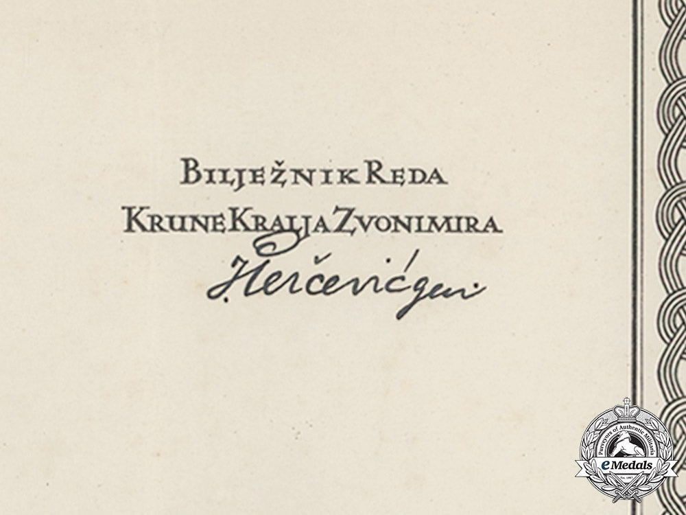 croatia._a_formal_croatian_document_for_the_award_of_the_king_zvonimir_order,1_st_class_with_swords_c18-018466