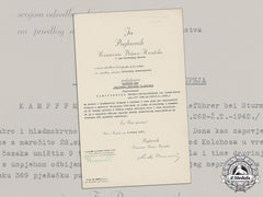 Croatia. A Preliminary Award Document (Vorschlag), Signed By A. Pavelić