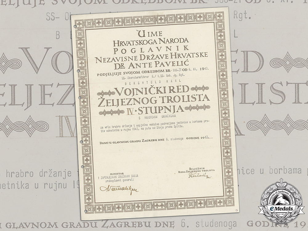 croatia._a_military_order_of_trefoil_award_doc._to_ss-_obersturmbannführer_karl_berchtold_c18-018471