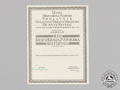 croatia._a_formal_croatian_document_for_the_award_of_the_king_zvonimir_order,_third_class_with_swords_c18-018480