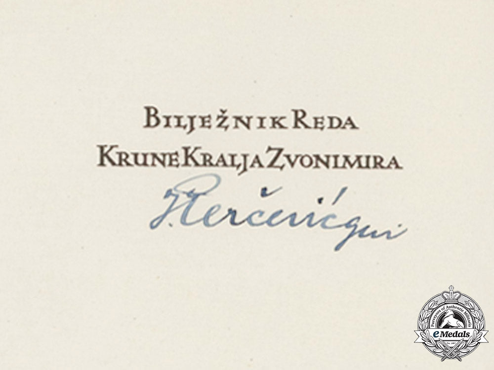 croatia._a_formal_croatian_document_for_the_award_of_the_king_zvonimir_order,_third_class_with_swords_c18-018481